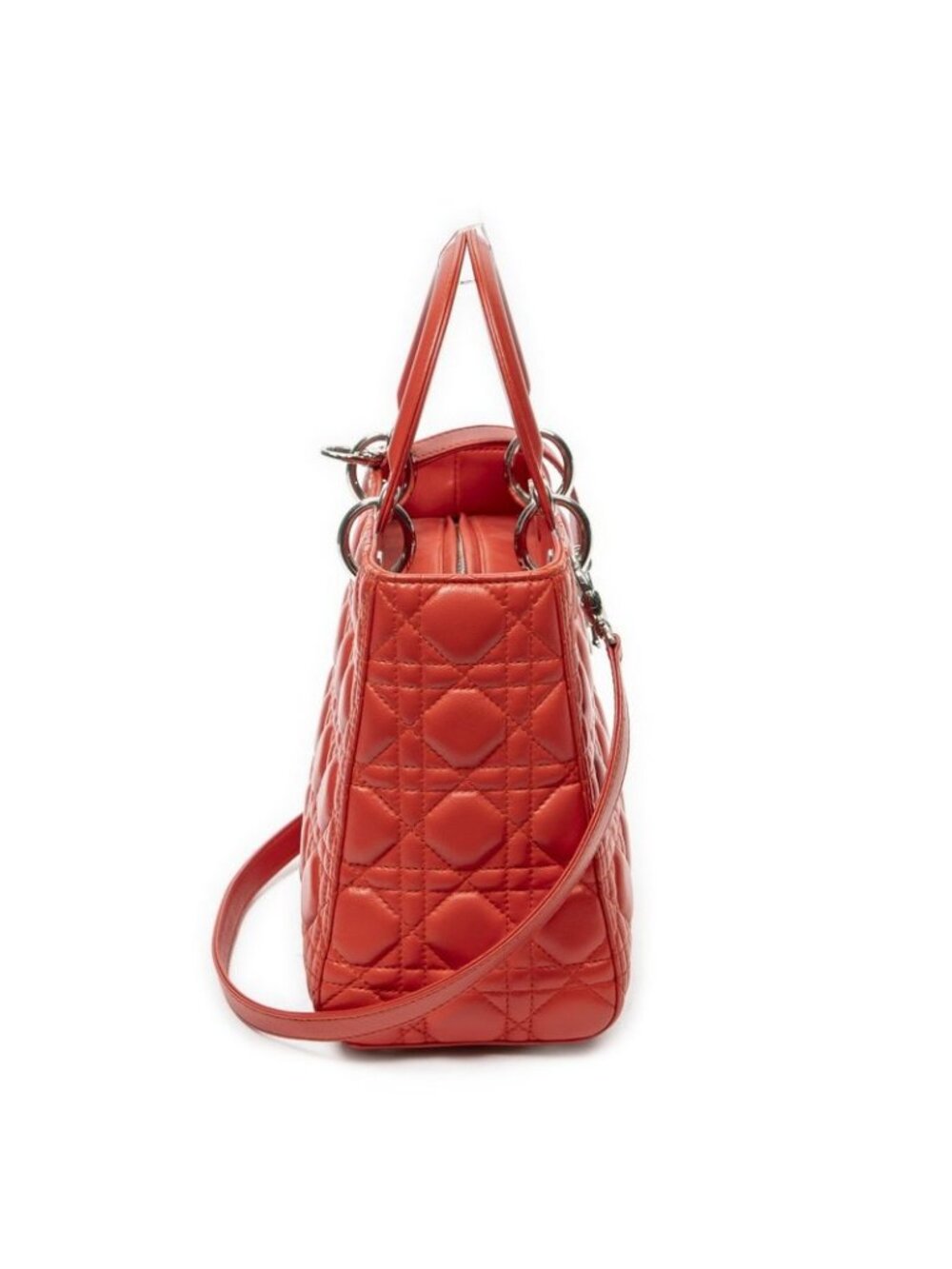 ★SOLD★ Dior Lady Dior Zip Red Cannage Lambskin Leather Handbag - Picture 4 of 10